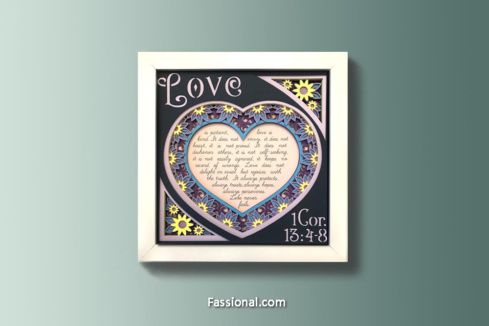 Bible Scripture 3D Shadow Box - Love is Patient