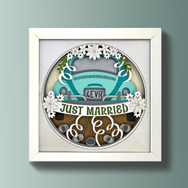 Just Married Wedding 3D Layered Shadow Box