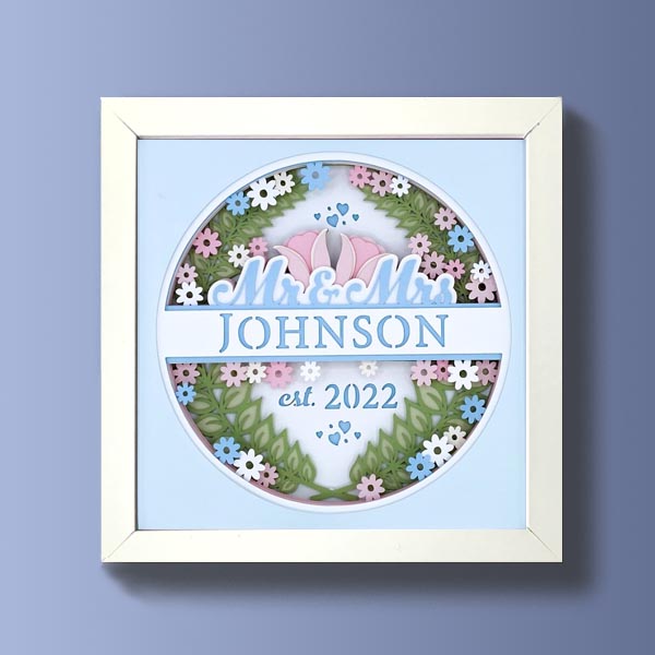 Personalized Floral Wedding 3D Layered Shadow Box