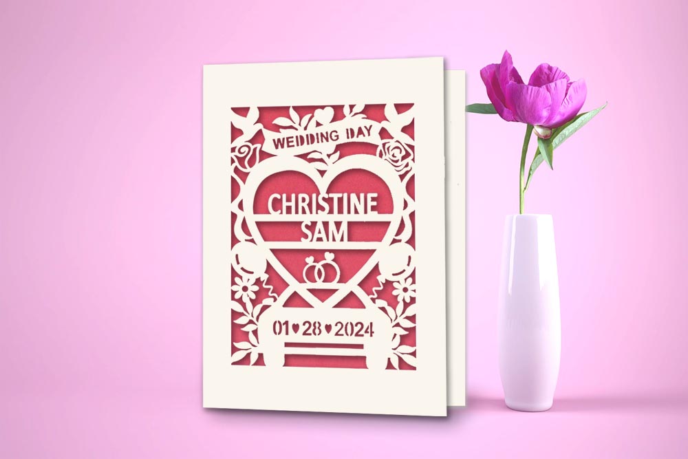 Personalized Wedding Car Papercut Greeting Card