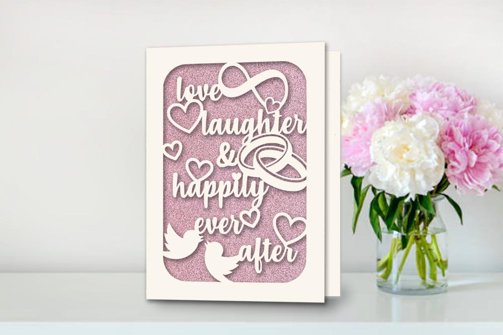 Happily Ever After Wedding Papercut Greeting Card