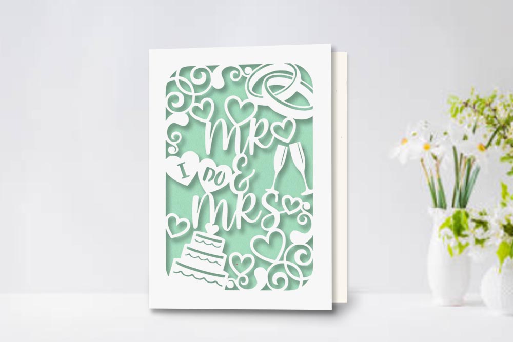 Mr. & Mrs. I Do Wedding Papercut Greeting Card