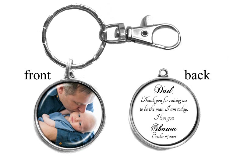 Father of the Groom Keychain with Personalized Quotes and Photo