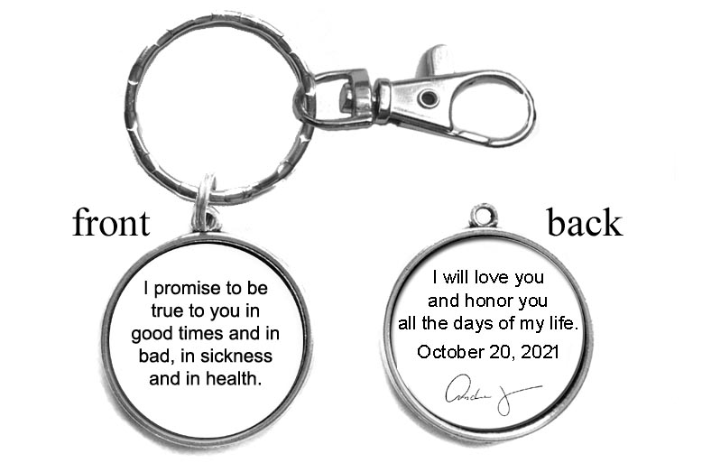 Wedding Keychain Gift for Groom Customized with Wedding Vows
