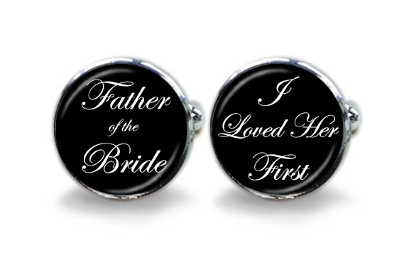 Father of the Bride Cufflinks on Black Background